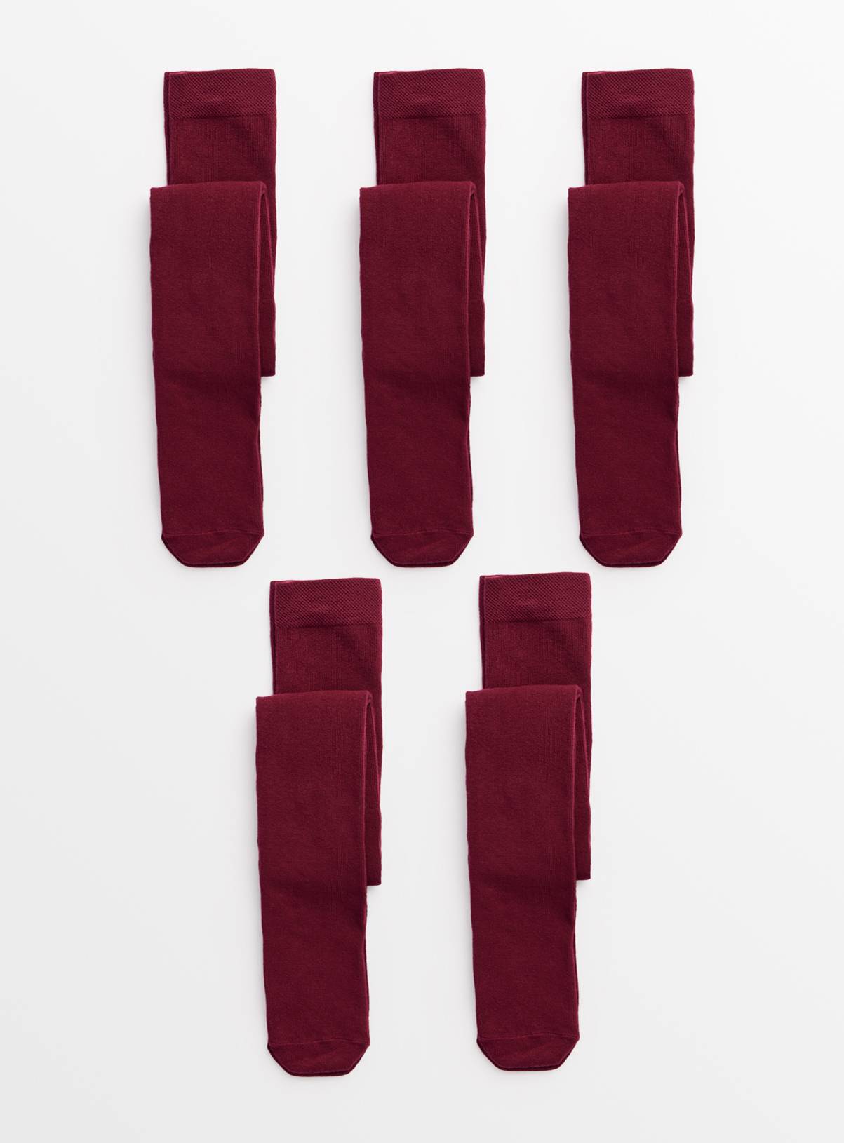 Burgundy Super Soft Tights 5 Pack  9-10 years - Image 1
